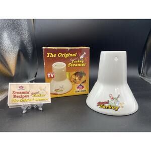 Cooks Choice Ceramic Steamer Beer Can Turkey Roaster Sittin Marinade Barbecue